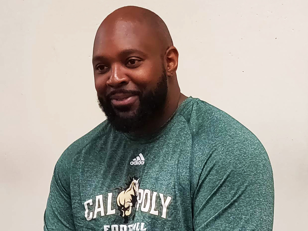 Sports Medicine Professional, Prince Williams, is a former college football player himself. When his career ended, he decided to go into training and helping athletes prosper on and off the field. Williams is now the head football trainer at Cal Poly. (1/31/19, Mott Athletic Center).
